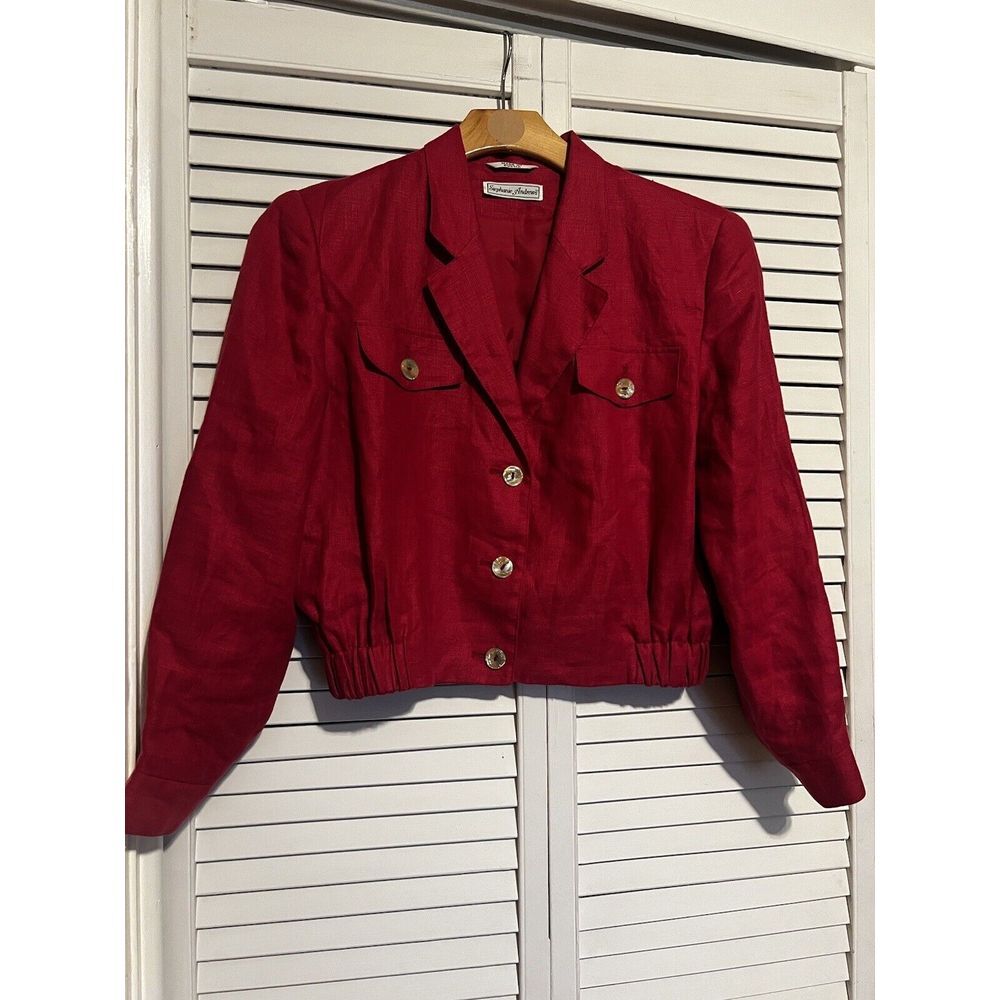 STEPHANIE ANDREWS Women's Size 8 Shirt Top Blouse Vintage Pink Jacket Cropped